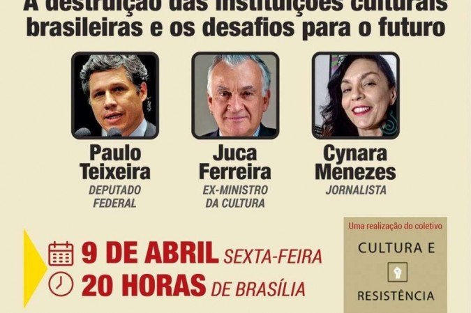 O atual desmonte das instituições culturais deve fundamentar o debate de amanhã (9/4) - (crédito: Internet/ Reprodução) O atual desmonte das instituições culturais deve fundamentar o debate de amanhã (9/4) - (crédito: Internet/ Reprodução)