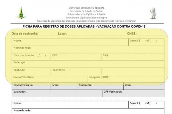 Só é necessário preencher a primeira parte do formulário