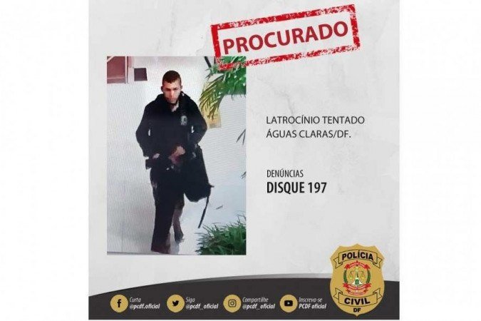 PCDF divulgou a foto do suspeito para auxiliar mas buscas -  (crédito: PCDF/Divulgação)