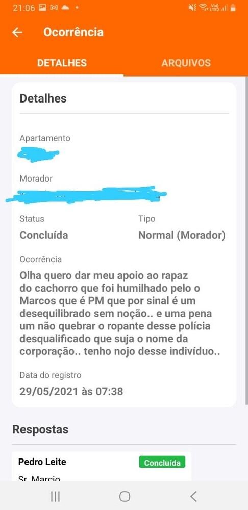 O dono do cão diz que o policial acumula outras confusões com vizinhos no condomínio