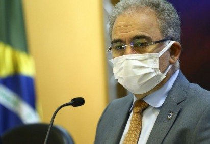 O ministro da Saúde, Marcelo Queiroga, durante o lançamento da campanha de doação de sangue no Dia Mundial do Doador de Sangue. -  (crédito: Marcelo Camargo/Agência Brasil) -O ministro da Saúde, Marcelo Queiroga, durante o lançamento da campanha de doação de sangue no Dia Mundial do Doador de Sangue. -  (crédito: Marcelo Camargo/Agência Brasil)