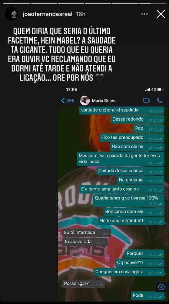 Última conversa entre João Fernandes e Mabel Calzolari