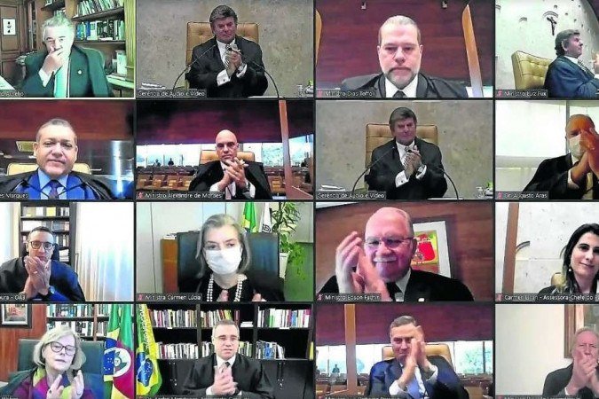 Ministros e o advogado da União homenageiam Marco Aurélio antes de encerrar três décadas no Supremo - (crédito: Reprodução/TV Justiça) Ministros e o advogado da União homenageiam Marco Aurélio antes de encerrar três décadas no Supremo - (crédito: Reprodução/TV Justiça)