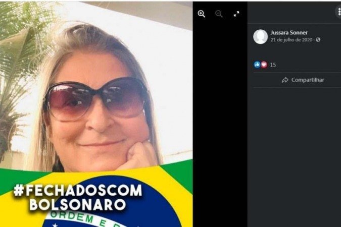 Jussara é bolsonarista e mostrou apoio ao presidente Bolsonaro por diversas vezes nas redes sociais