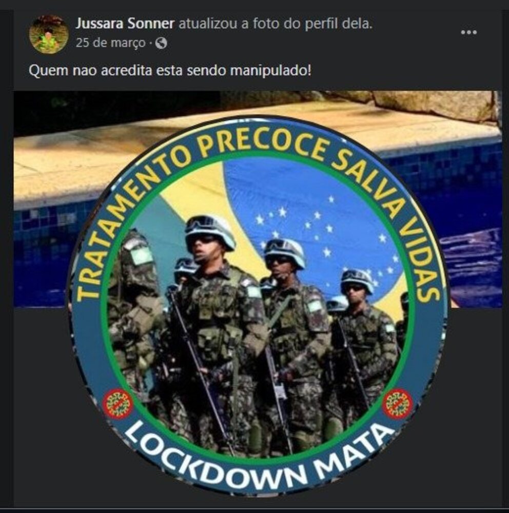 Em um post, a veterinária afirma que quem não acredita em tratamento precoce e que lockdown "mata", "está sendo manipulado"