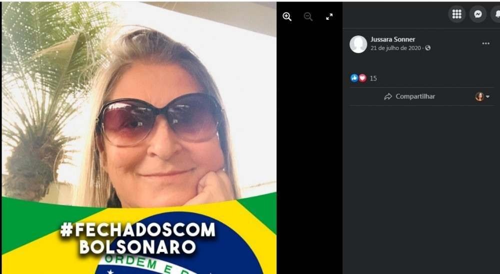 Jussara é bolsonarista e mostrou apoio ao presidente Bolsonaro por diversas vezes nas redes sociais Jussara é bolsonarista e mostrou apoio ao presidente Bolsonaro por diversas vezes nas redes sociais