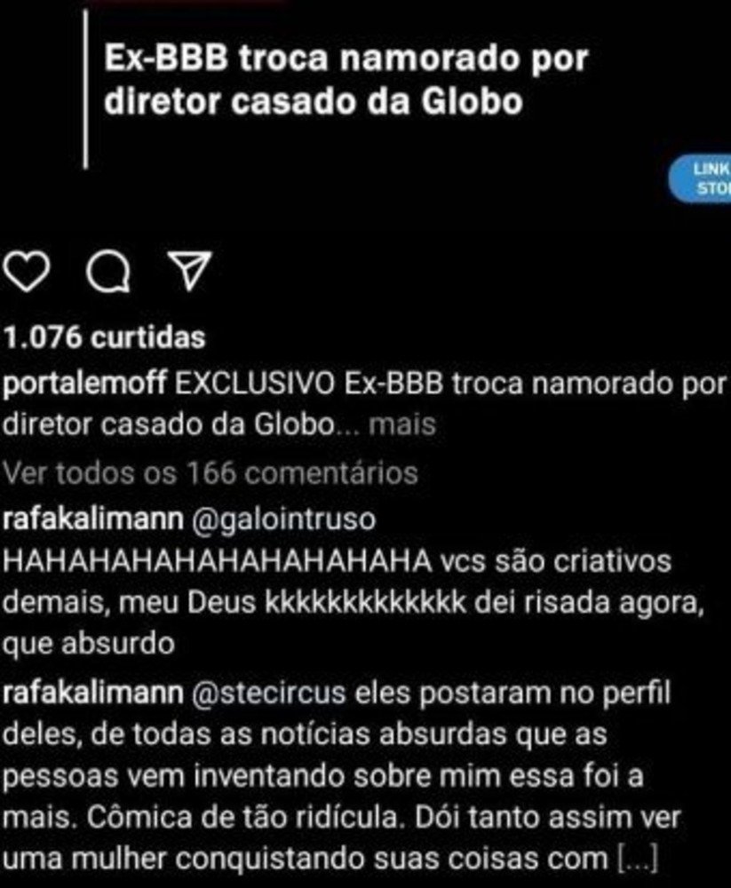 Rafa Kalimann rebate comentários no Instagram