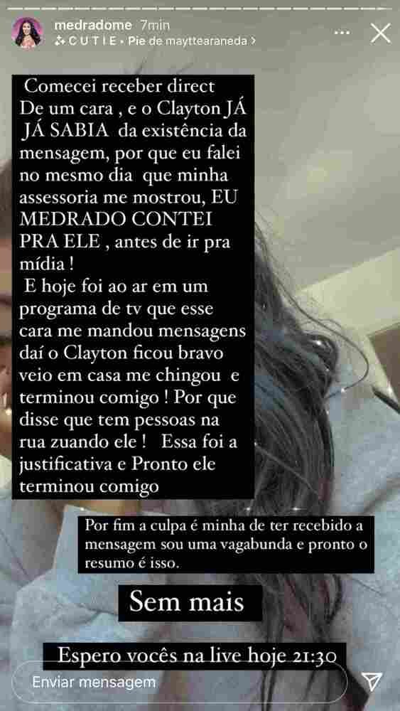 Medrado fala sobre término com Claytão Medrado fala sobre término com Claytão
