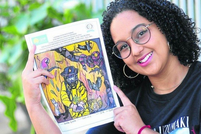 Amanda ficou em segundo lugar no concurso de desenho; ilustração sobre papel deveria ter relação com assuntos como clima e meio ambiente - (crédito: Carlos Vieira/CB/D.A Press) Amanda ficou em segundo lugar no concurso de desenho; ilustração sobre papel deveria ter relação com assuntos como clima e meio ambiente - (crédito: Carlos Vieira/CB/D.A Press)