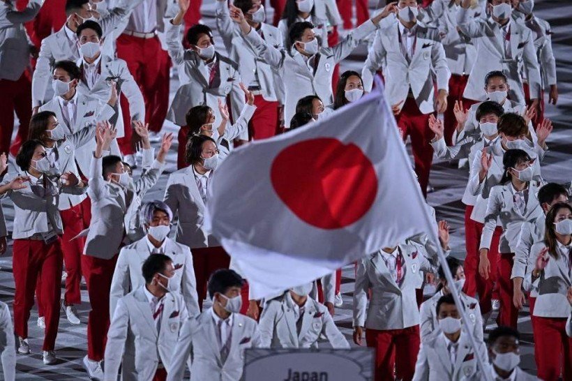 Japan's delegation parade during the opening ceremony of the Tokyo 2020 Olympic Games, at the Olympic Stadium, in Tokyo, on July 23, 2021.
Ben STANSALL / AFP