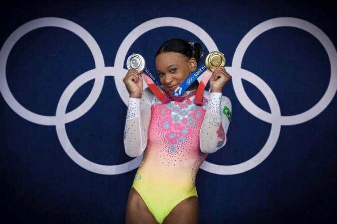 Rebeca Andrade foi ouro no salto e prata no individual geral nos Jogos Tóquio-2020 -  (crédito: Rebeca Andrade/Instagram/Reprodução)