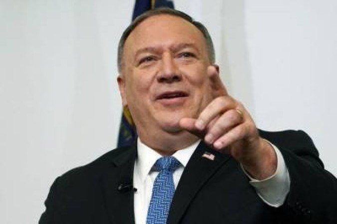 (FILES) In this file photo taken on December 09, 2020 US Secretary of State Mike Pompeo speaks on 