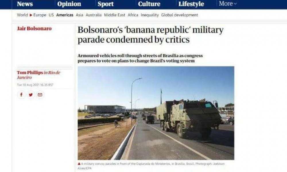 The Guardian sobre desfile militar: 'República de bananas de Bolsonaro'