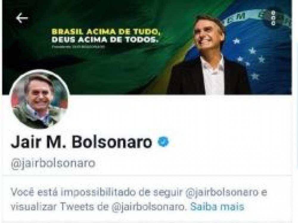 perfil bloqueado pelo presidente Jair Bolsonaro 