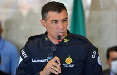 24/08/2021 Crédito: Ed Alves/CB/D.A Press. Cidades. Assinatura do decreto de reducao do Interticio da PM e dos Bombeiros. Com a presença do governador Ibaneis Rocha. No Palacio do Buriti. Na foto o Comandante da PMDF Coronel Marcio Calvacante Vasconcelos.