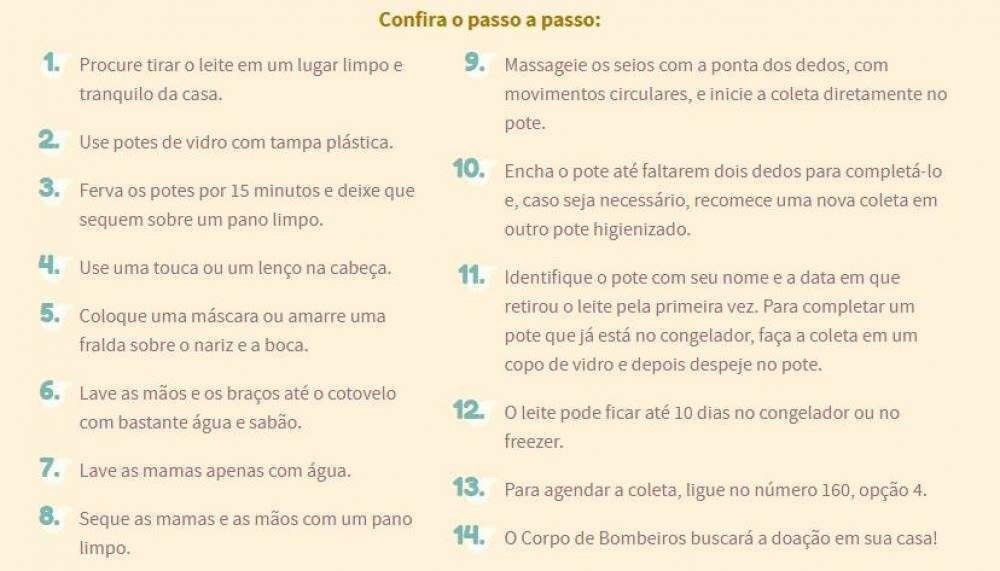 Passo a passo para doação de leite materno Passo a passo para doação de leite materno