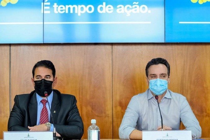 Secretário de Segurança, Julio Danilo, e da Casa Civil, Gustavo Rocha, divulgam prévia das ações para o 7 de Setembro -  (crédito: Renato Araújo/ Agência Brasília)