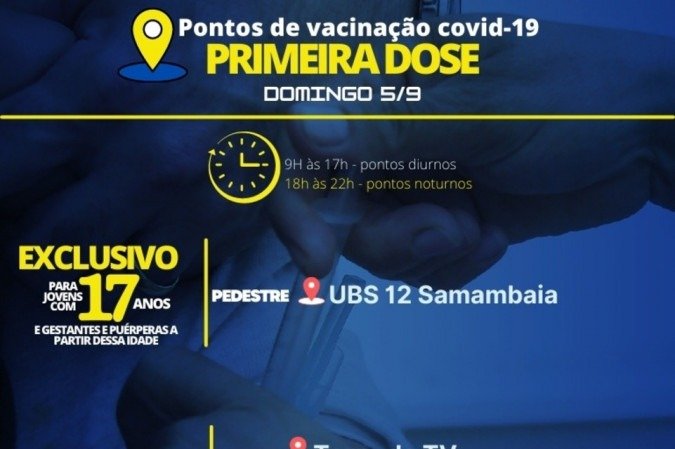Pontos de vacinação para primeira dose no DF