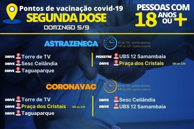 Pontos de vacinação para segunda dose no DF