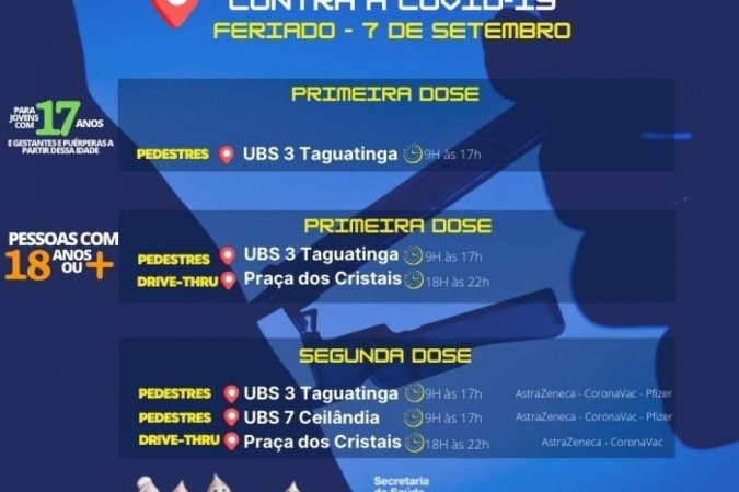Vacinação no feriado 7 de Setembro 