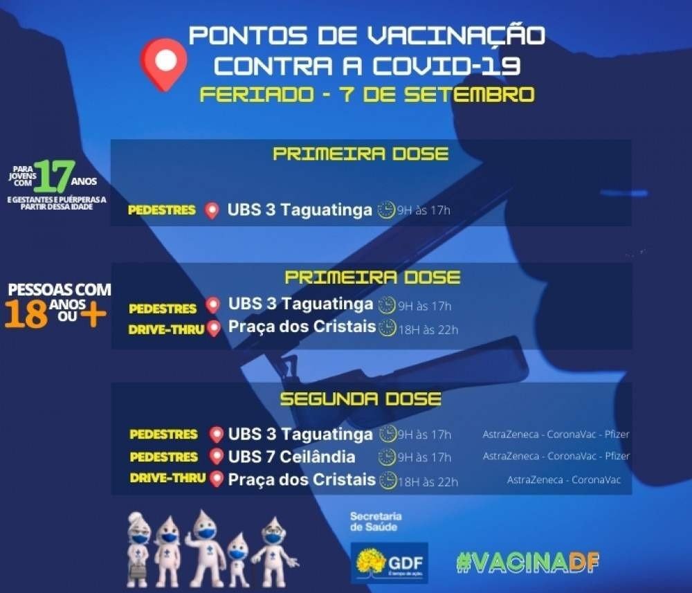 Vacina&ccedil;&atilde;o no feriado 7 de Setembro 
