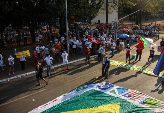 Manifestação organizada pelo MBL contra o presidente Bolsonaro na Esplanada dos Ministérios, em Brasília.
