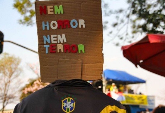 Manifestação organizada pelo MBL contra o presidente Bolsonaro na Esplanada dos Ministérios, em Brasília.