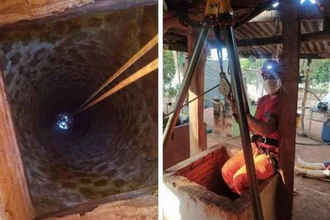(crédito: Homem caiu dentro de poço de cerca de 18 metros, situado na zona rural de Frutal (foto: Corpo de Bombeiros de Frutal/Divulgação)) (crédito: Homem caiu dentro de poço de cerca de 18 metros, situado na zona rural de Frutal (foto: Corpo de Bombeiros de Frutal/Divulgação))