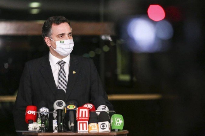 Presidente do Senado Federal, senador Rodrigo Pacheco (DEM-MG), em entrevista coletiva.