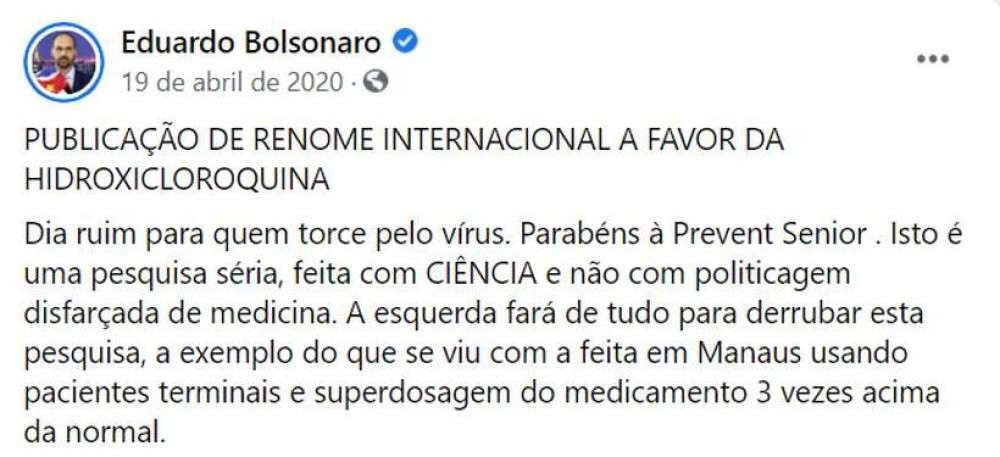 Post Eduardo Bolsonaro