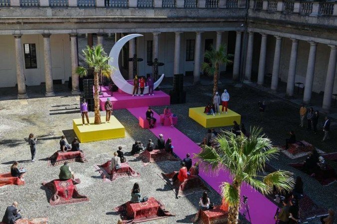 Pré abertura da Semana da Moda de Milão com CEO Massimo Renon e o  rapper italiano Ghali Amdouni -  (crédito: MIGUEL MEDINA / AFP)