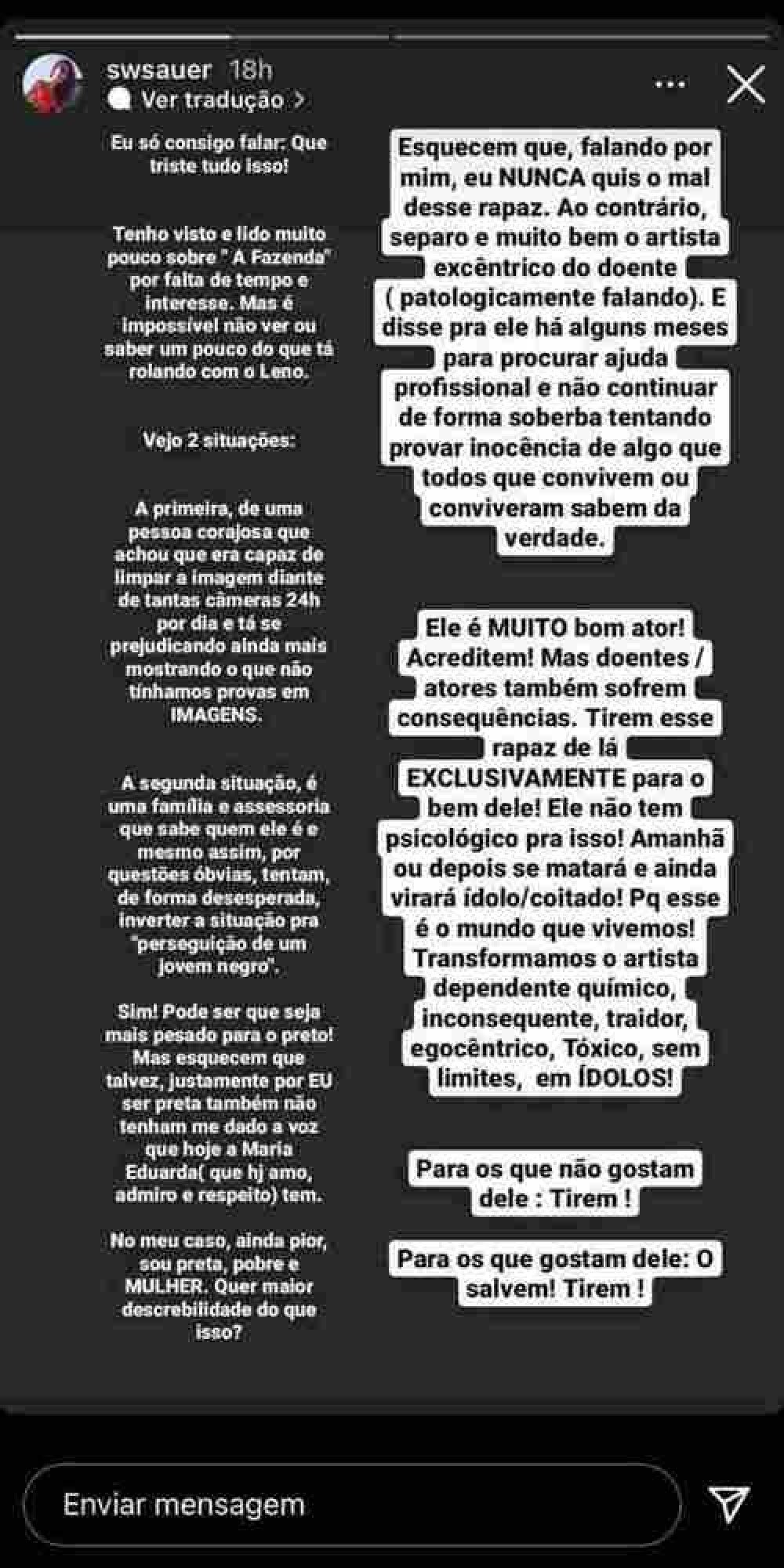 Swellen Sauer critica participação de Nego do Borel em A Fazenda 13, da Record TV (foto: Reprodução/Instagram)