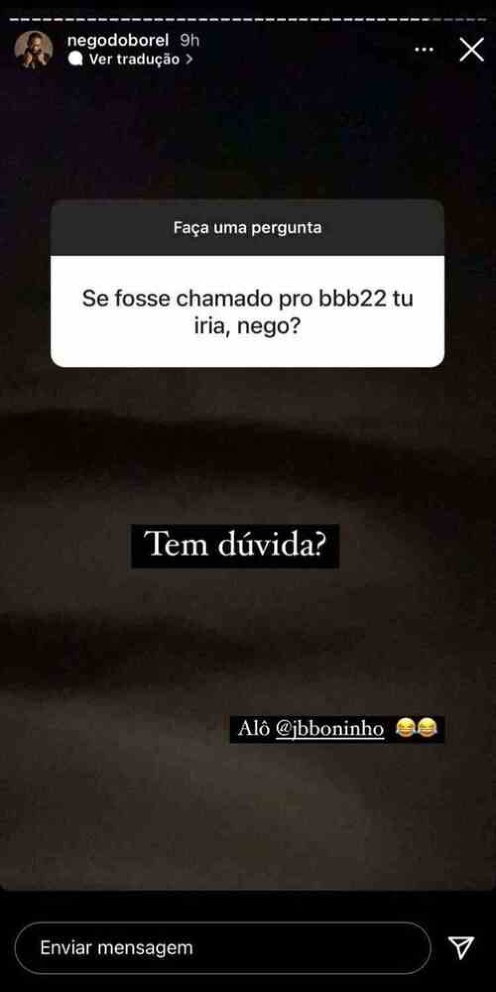 Stories de Nego do Borel (foto: Reprodução/Instagram) Stories de Nego do Borel (foto: Reprodução/Instagram)