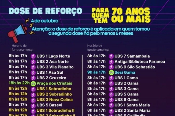 Dose de reforço para pessoas com 70 anos ou mais