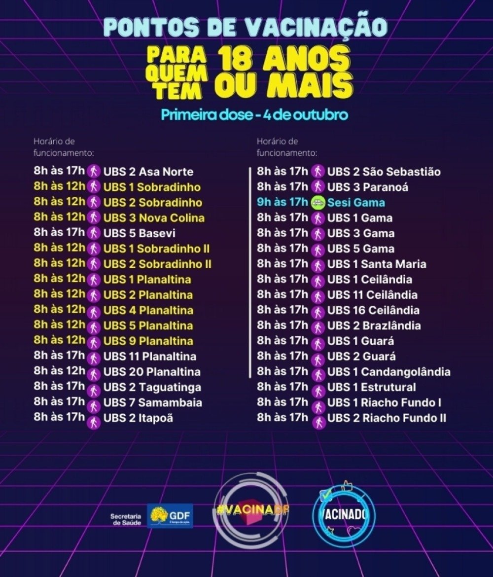 Vacina&ccedil;&atilde;o de primeira dose para pessoas com 18 anos ou mais