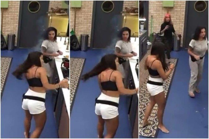 Quem nunca se queimou por acidente que jogue o primeiro copo de água, não é mesmo? -  (crédito: Reprodução/PlayPlus/TV Record/Twitter/@marinaferrariof)