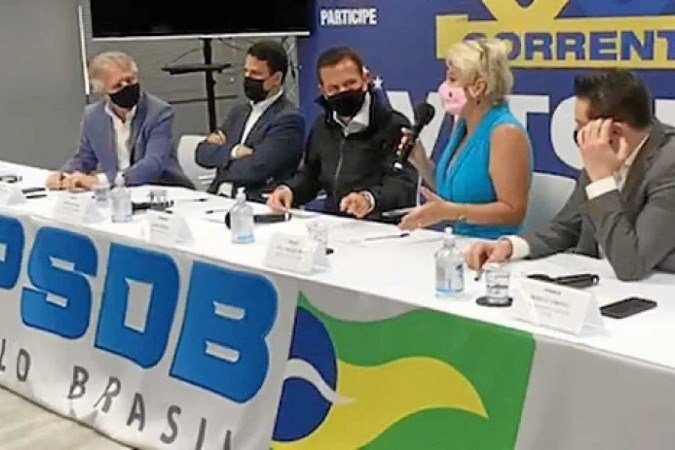 Doria e Joice Hasselmann discursam em evento de filiação ao PSDB - (crédito: Credito:Reprodução/Instagram) Doria e Joice Hasselmann discursam em evento de filiação ao PSDB - (crédito: Credito:Reprodução/Instagram)