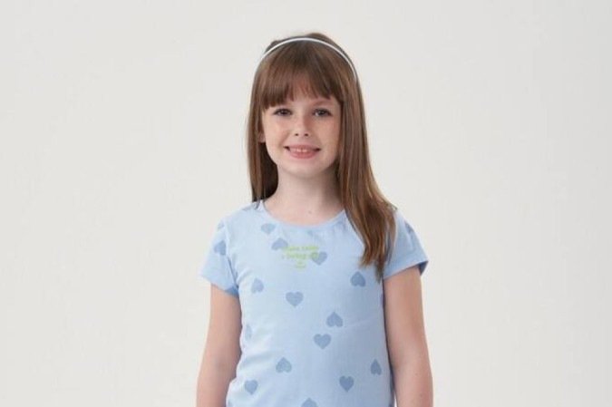 Short doll manga curta infantil azul, da Shop Intimamente (R$ 59,90)
