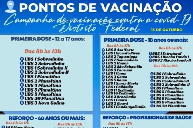 Pontos de vacinação nesta sexta-feira (15/10)