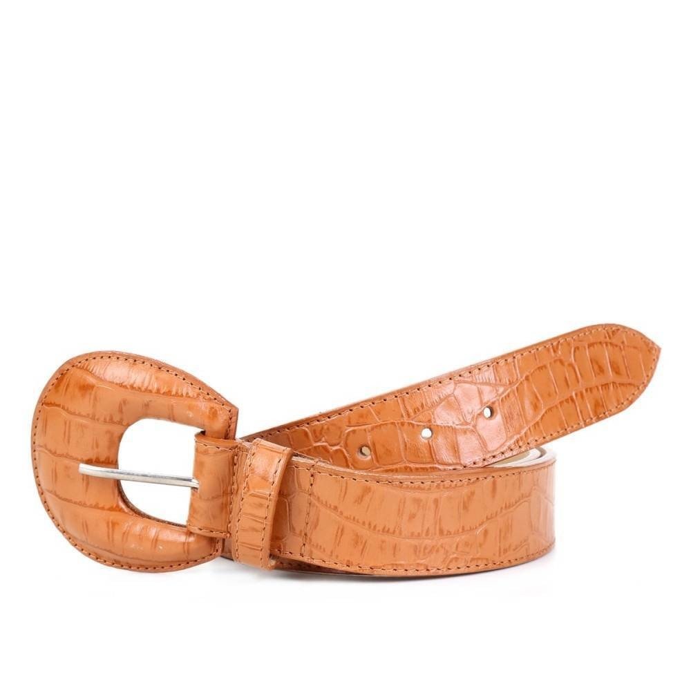 Cinto Couro Croco, fivela redonda, da Shoestock (R$ 110,90)