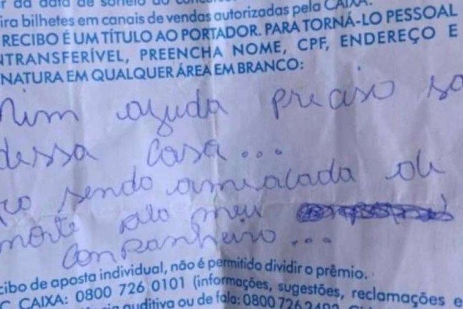 Bilhete de socorro recebido pelo vizinho  -  (crédito: Divulgação Policia Mitar )