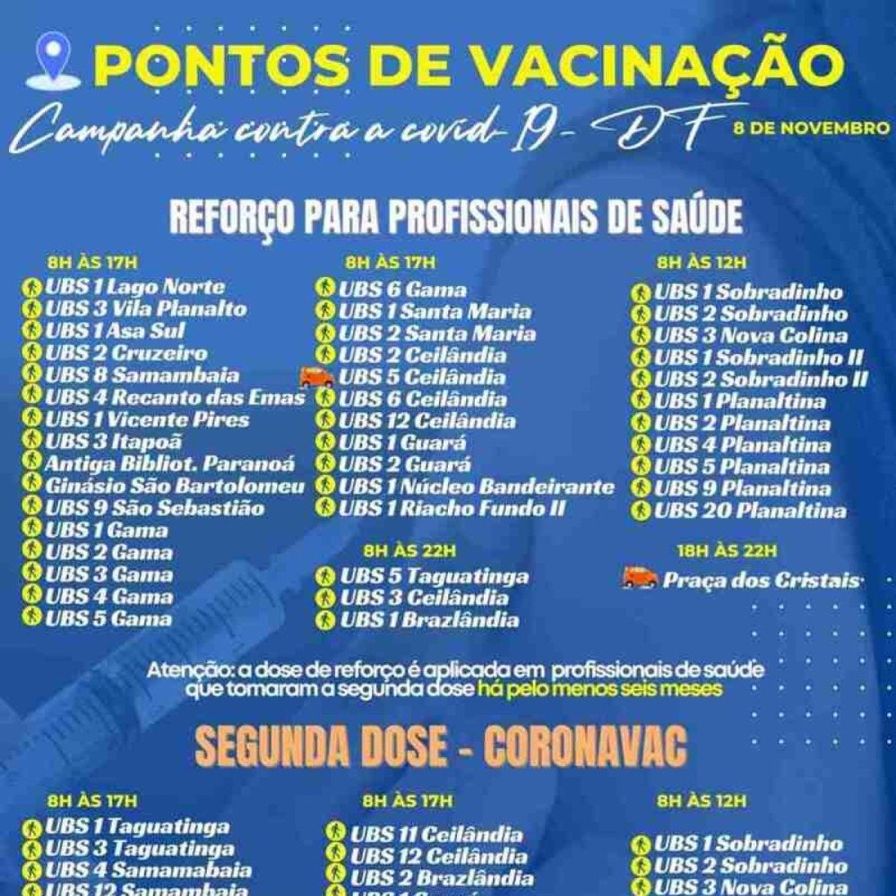 vacina covid-19 reforço saúde e segunda dose coronavac (8/11)