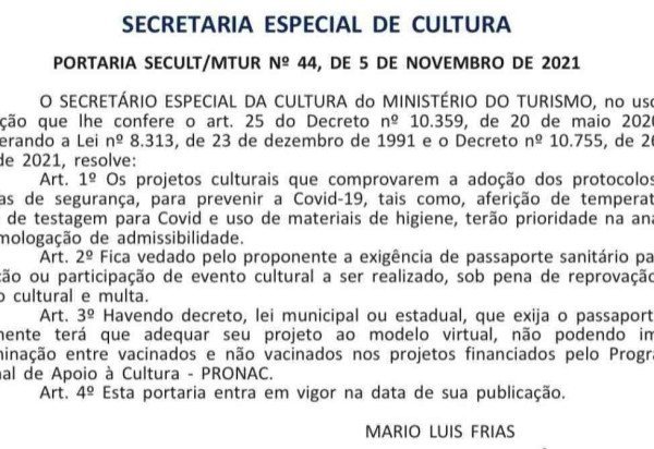 Portaria Secult/MTur n° 44
