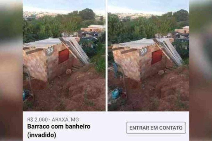 Anúncio chama a atenção por assumir que imóvel foi construído em área invadida em cidade de MG - (crédito: Reprodução/Facebook) Anúncio chama a atenção por assumir que imóvel foi construído em área invadida em cidade de MG - (crédito: Reprodução/Facebook)