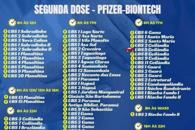 Pontos de vacinação contra a covid-19 desta quinta-feira (18/11)