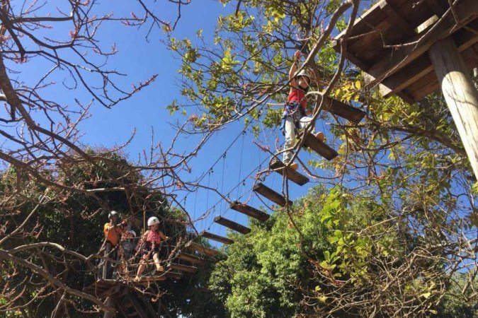 Uma das atrações é o arvorismo