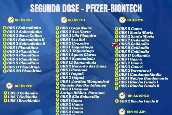 Pontos de vacinação nesta segunda-feira (22/11)