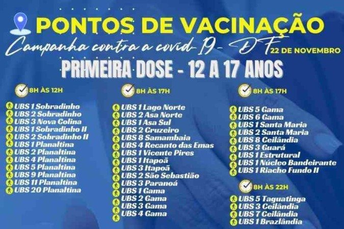 Pontos de vacinação nesta segunda-feira (22/11)
