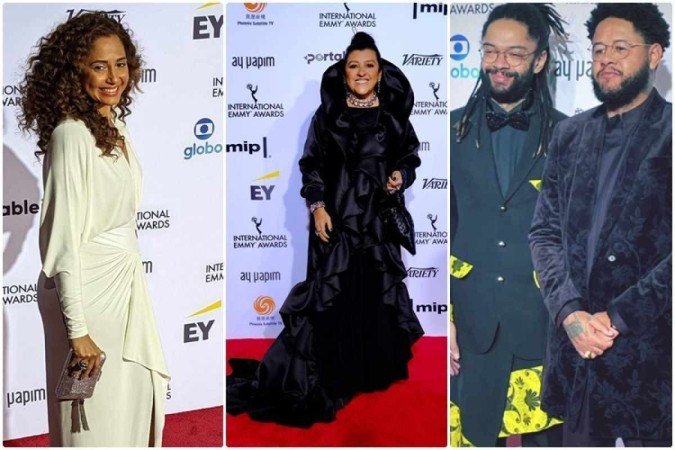Camila Pitanga, Regina Casé, Evandro Fioti e Emicida no tapete vermelho do Emmy Internacional 2021 - (crédito: International Emmy Awards/Divulgação - Luiz C. Ribeiro/ Globo - Reprodução/Instagram/@emicida) Camila Pitanga, Regina Casé, Evandro Fioti e Emicida no tapete vermelho do Emmy Internacional 2021 - (crédito: International Emmy Awards/Divulgação - Luiz C. Ribeiro/ Globo - Reprodução/Instagram/@emicida)