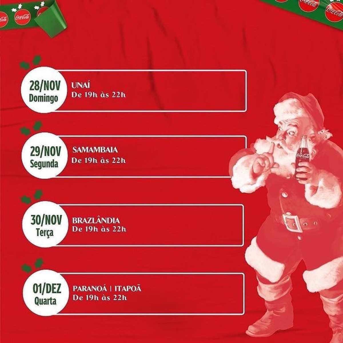 Coca-Cola divulga datas e locais de caravanas de Natal no DF